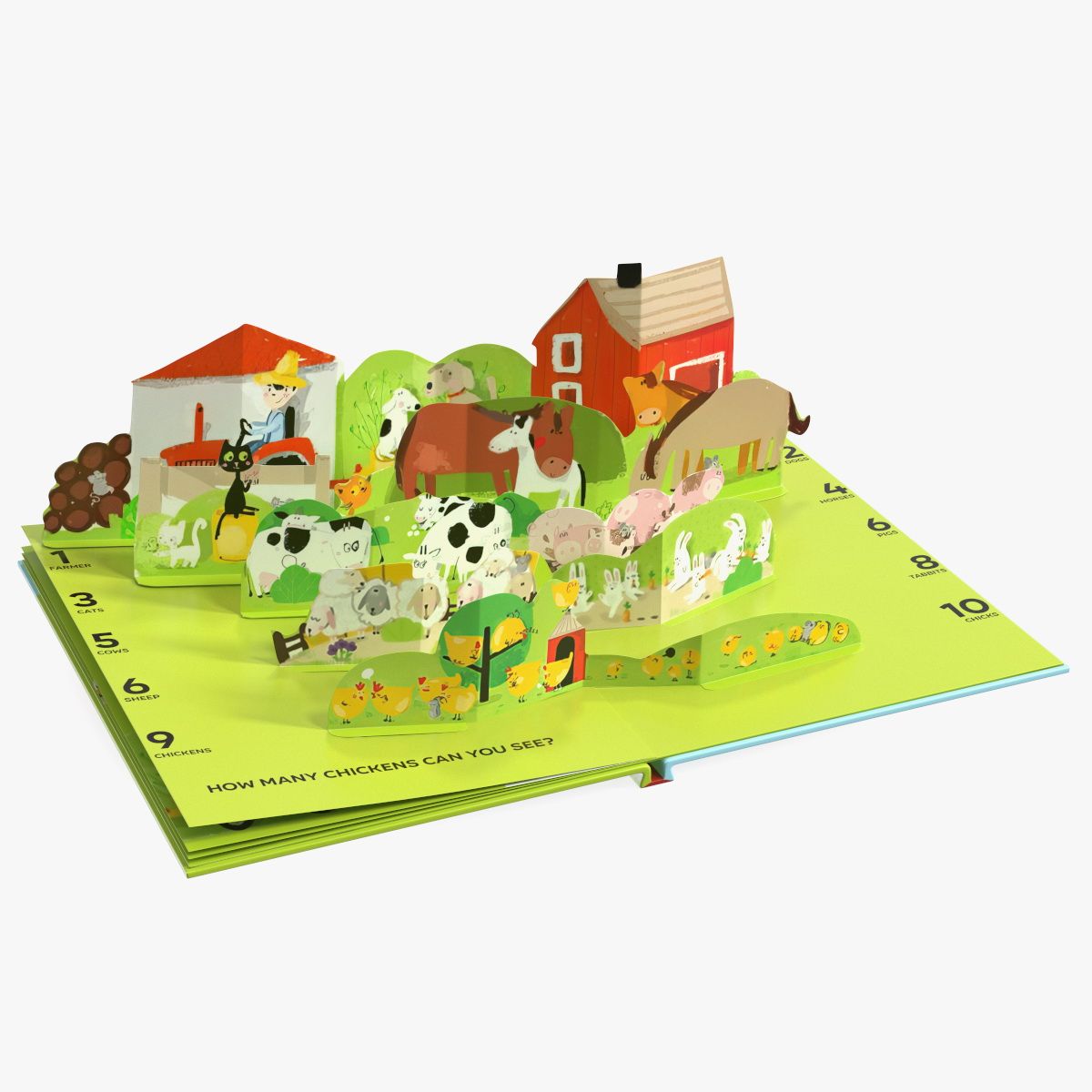 Livre pop-up ouvert pour enfants sur la ferme 3d model