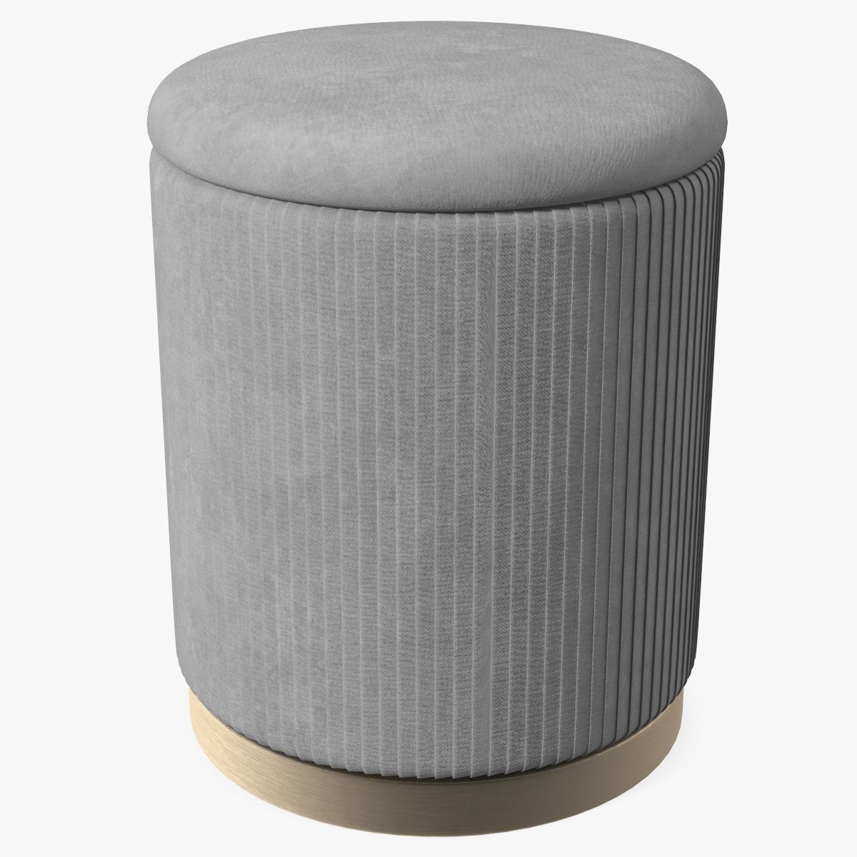 Tabouret Ottoman Rond en Tissu Gris 3d model