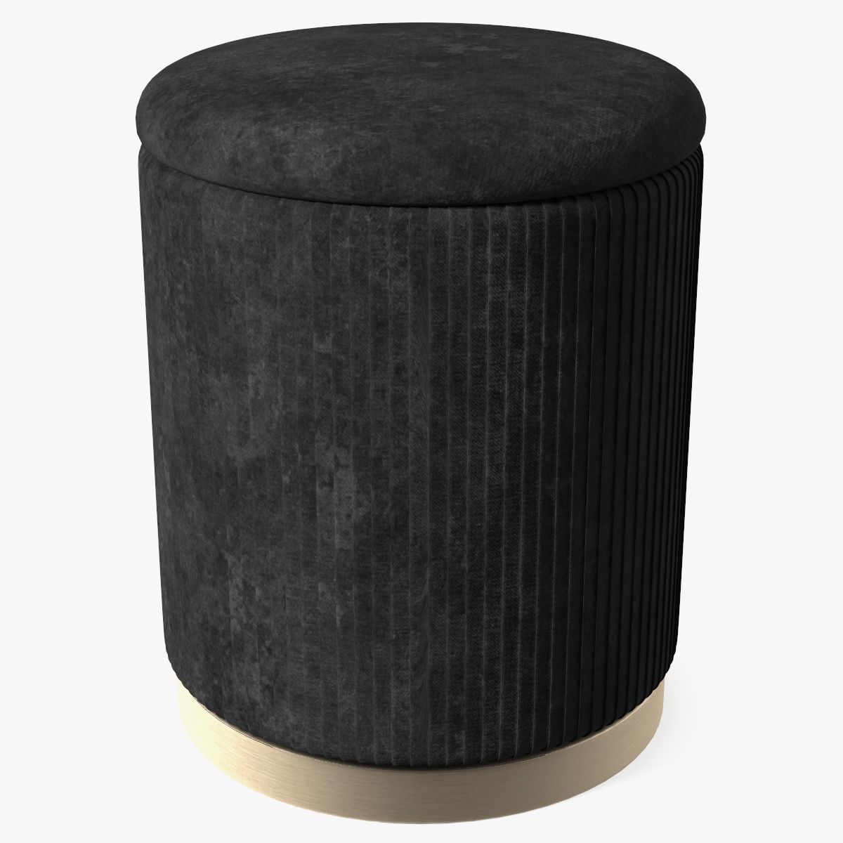 Tabouret ottoman rond en tissu noir 3d model