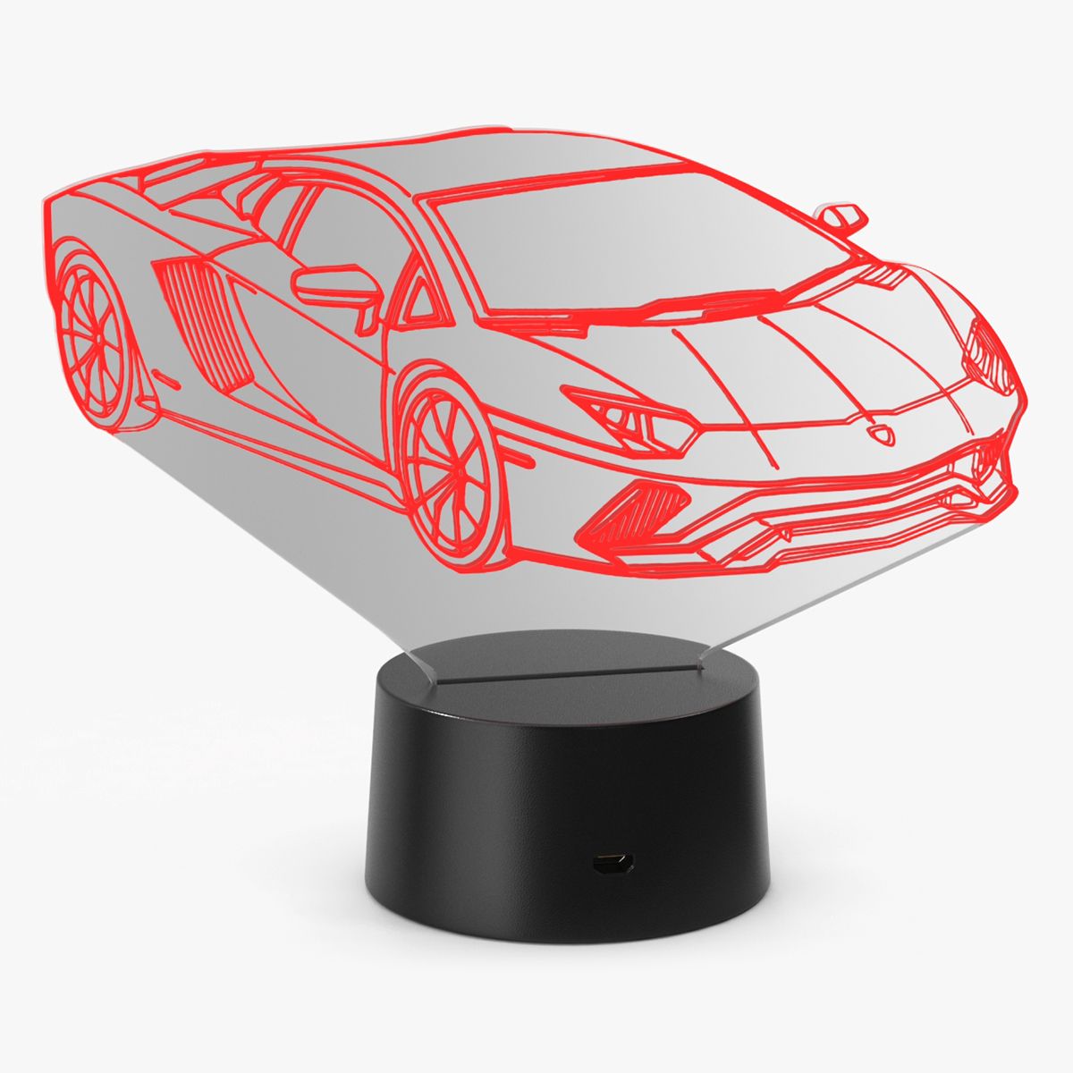 Lampe Hologramme avec Voiture de Sport Rouge 3d model